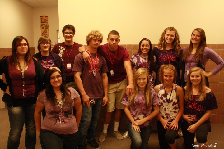Juniors from last year sport their purple. Photo by Jada Hounchell